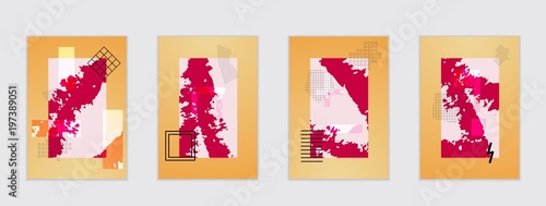 Set of artistic abstract universal card templates