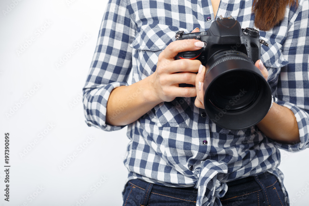 Woman photographer at work Woman photographer at work