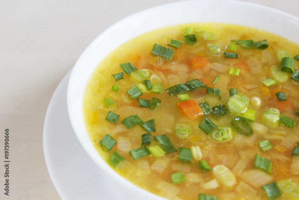 Pea soup with croutons