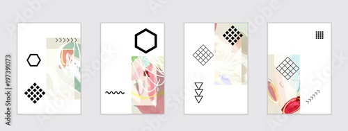 Set of artistic abstract universal card templates