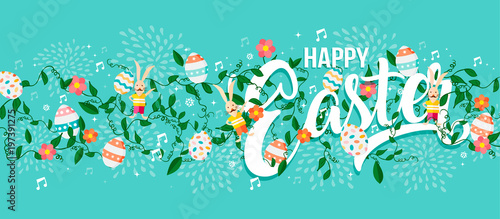 Happy easter spring typography text web banner