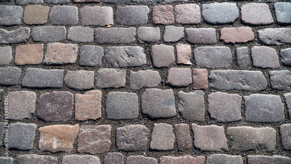the background is a mosaic of paving stones. the background is a mosaic of paving stones.