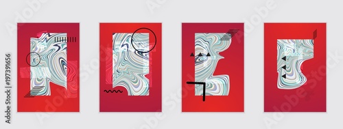 Set of artistic abstract universal card templates