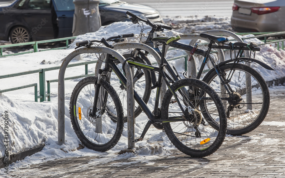 Fototapeta premium bike in the winter on Parking