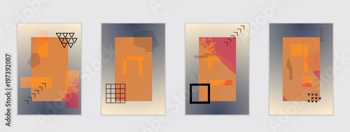 Set of artistic abstract universal card templates