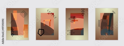 Set of artistic abstract universal card templates
