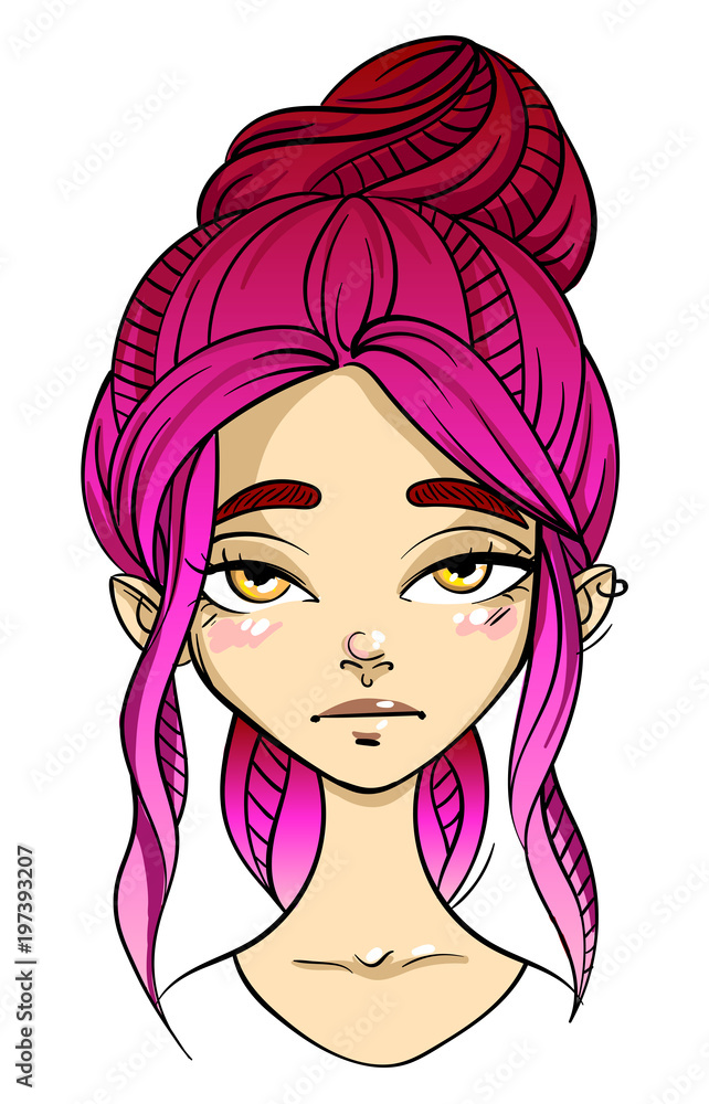 Emotion character, girl face, poker face facial expression, cartoon vector illustration isolated on white background. Pink-haired girl emoji face indifference. Stock Vector | Adobe Stock Emotion character, girl face, poker face facial expression, cartoon vector illustration isolated on white background. Pink-haired girl emoji face indifference. Stock Vector | Adobe Stock