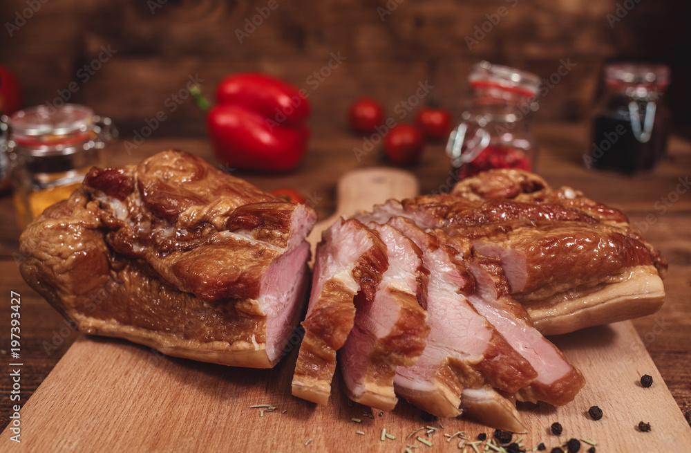 sausage on a wooden background