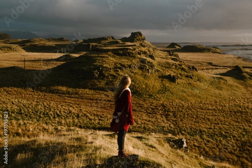 Woman Hiking in Iceland