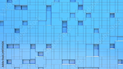 blue cubes grid background 3d render illustration