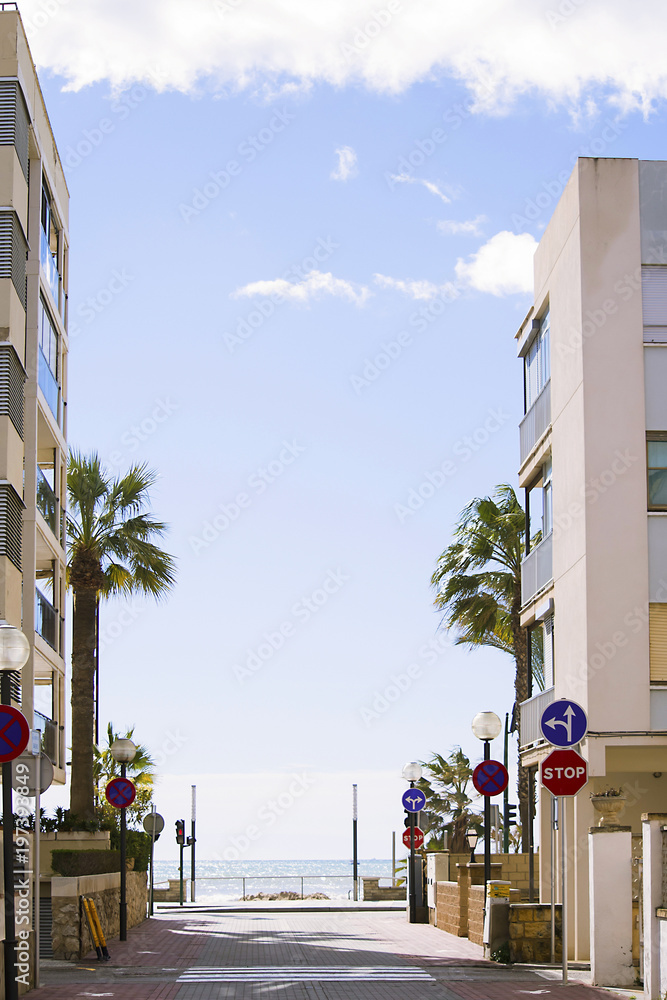 Fototapeta premium beautiful view of the city of Salou Spain and the embankment in spring