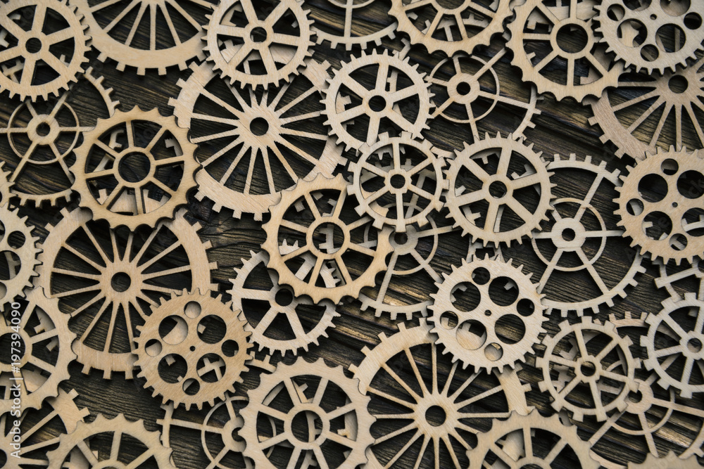 texture of gears lie in perspective, background. concept industry idea business