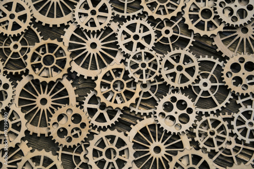 texture of gears lie in perspective  background. concept industry idea business