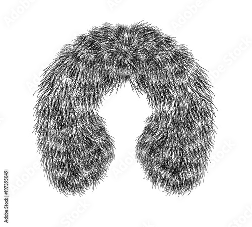 Fur for Hood fashion flat technical drawing template