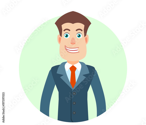 Portrait of Cartoon Hipster Businessman Character