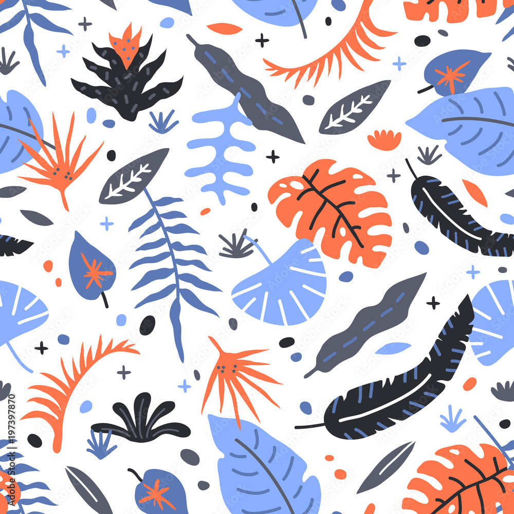 Obraz premium Vector seamless background pattern with abstract plants