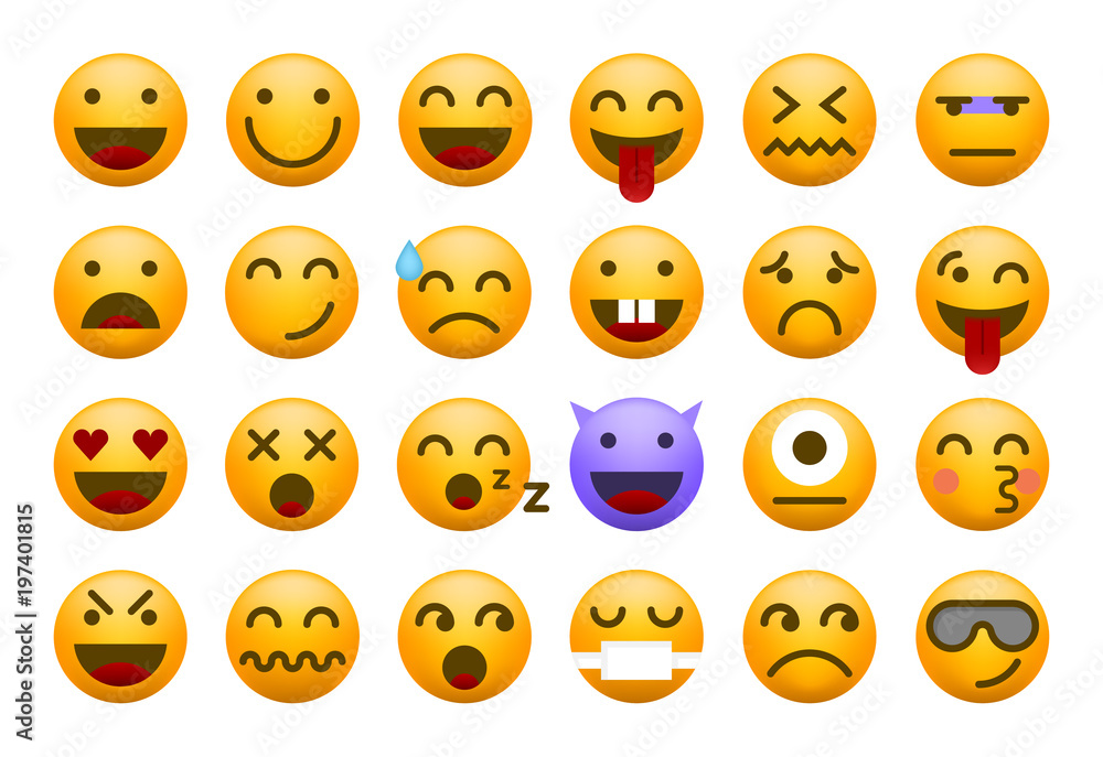 Set of Cute Emoticons on White Background. Isolated Vector Illustration Set of Cute Emoticons on White Background. Isolated Vector Illustration