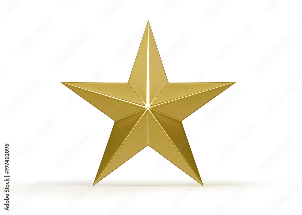 Fototapeta premium Gold-colored feedback star isolated on white-colored background. Square composition