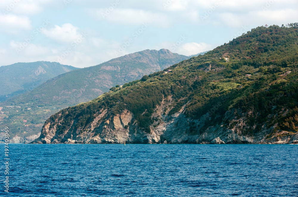 Rocky Ligurian Sea coast in Cinque Terre National Park, Italy