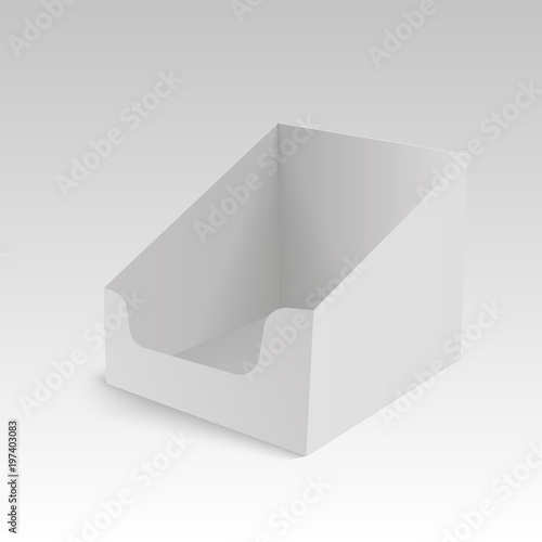 POS POI cardboard blank empty display show box holder. Vector mock up.