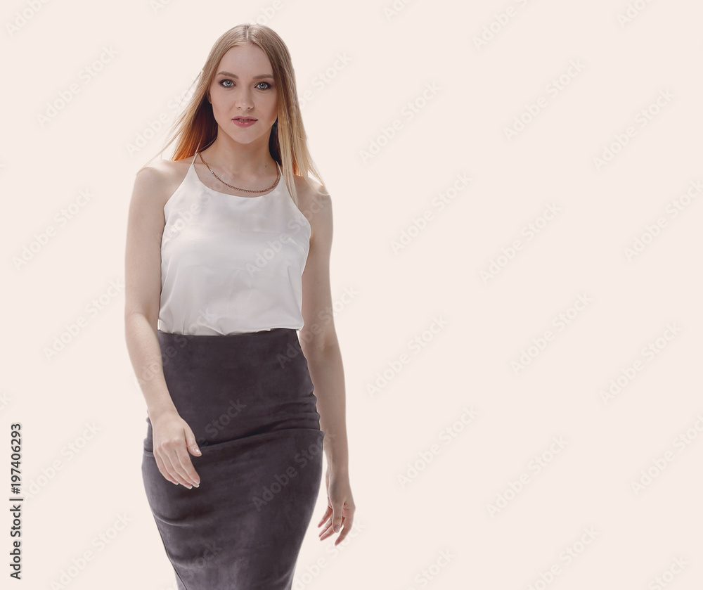 successful business woman goes ahead .. full-length photo successful business woman goes ahead .. full-length photo