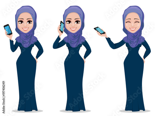 Arabic business woman cartoon character