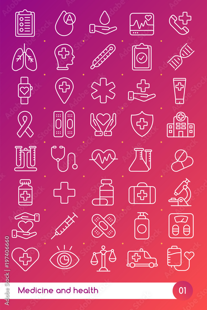 Medicine and health line icons set. Suitable for banner, mobile application, website. Editable stroke Medicine and health line icons set. Suitable for banner, mobile application, website. Editable stroke
