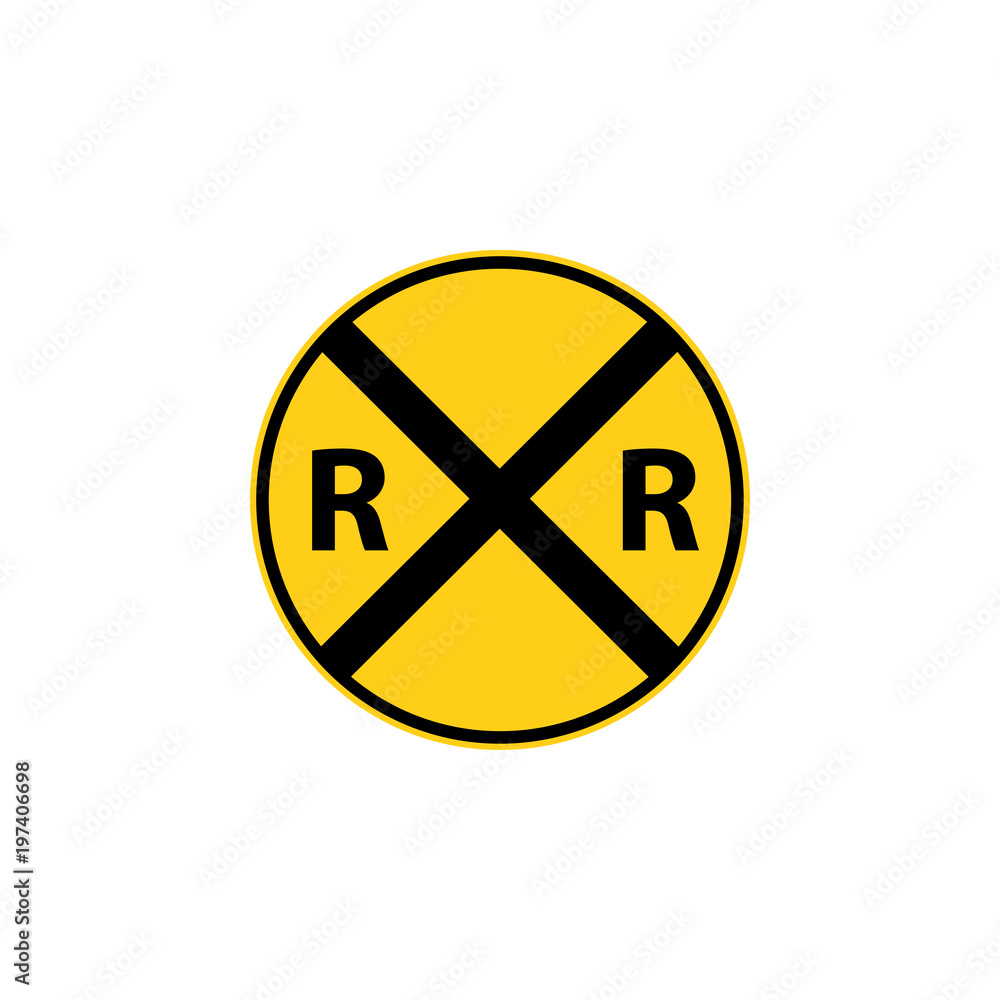 USA traffic road sign. railroad crossing ahead warning sign. vector