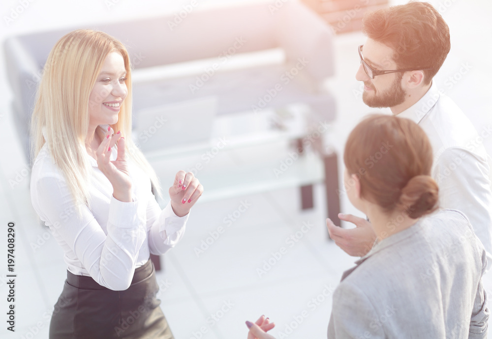 group of business people talking in office group of business people talking in office