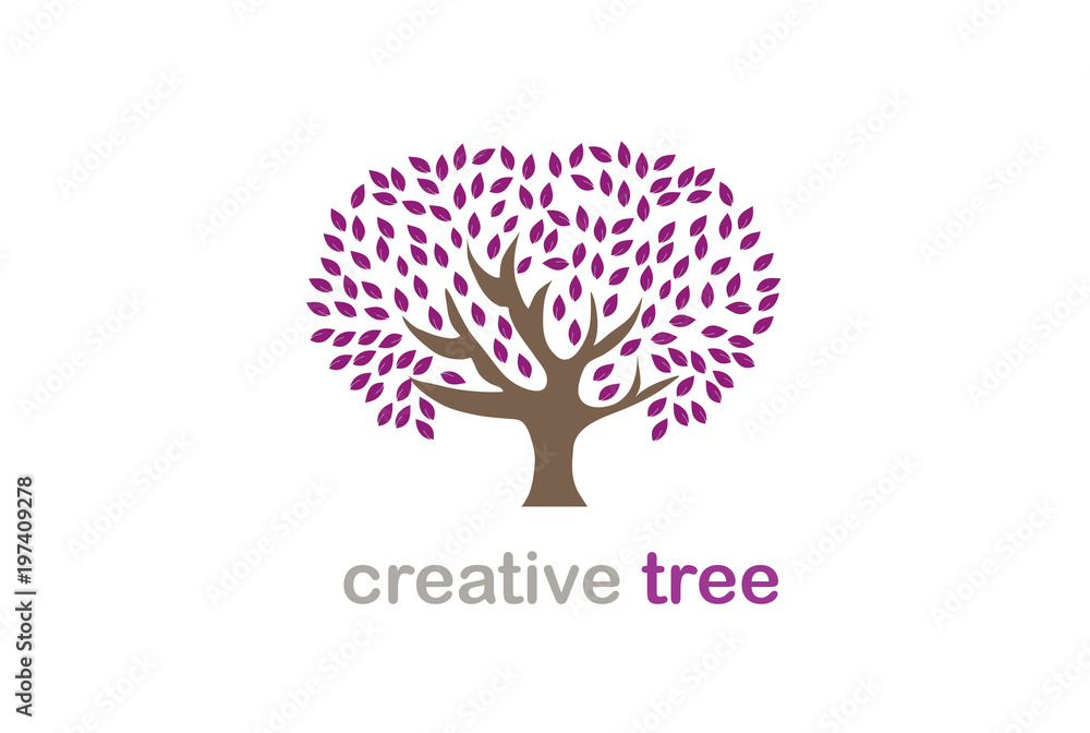 Obraz premium Colorful Creative Tree Logo Design Vector