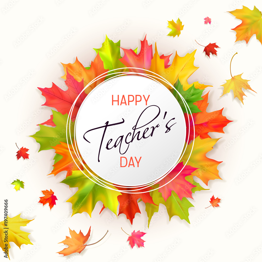 Teachers day card with leaves Teachers day card with leaves