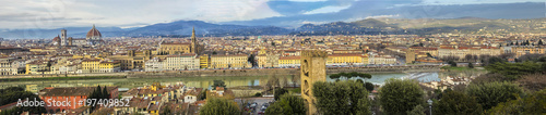 Beautiful view of Florence old town from Piazzale Michelangelo at sunset. Tuscany, Italy.