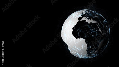 Futuristic global network on roatating Earth sphere. View from space.  photo