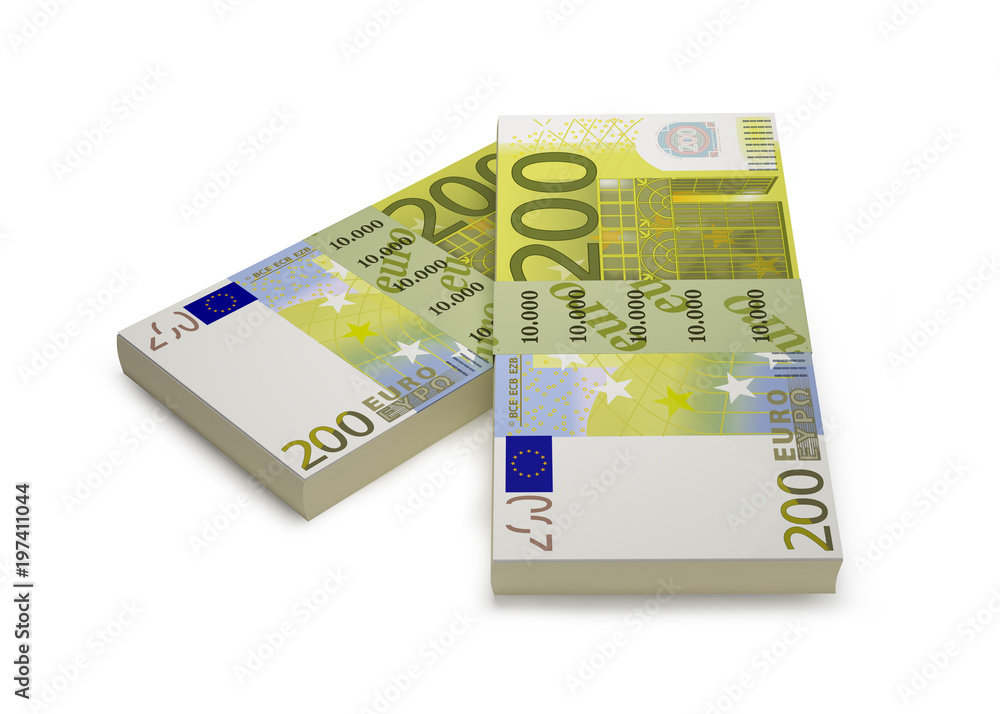 Euro Banknotes On White With Clipping Path Euro Banknotes On White With Clipping Path