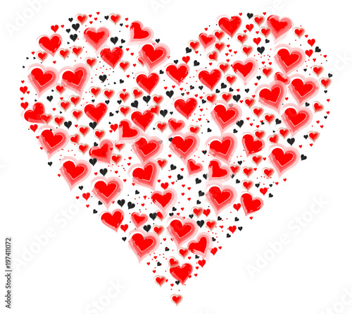 Herz aus roten und schwarzen Herzen