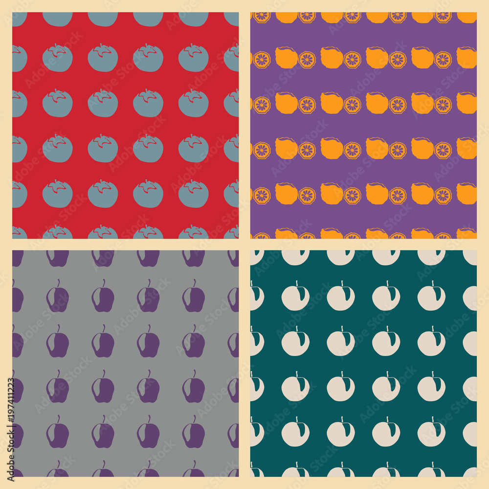 Fruits vector illustration on a seamless pattern background