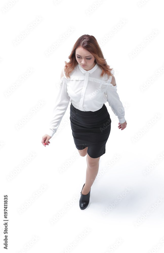 successful business woman goes ahead successful business woman goes ahead