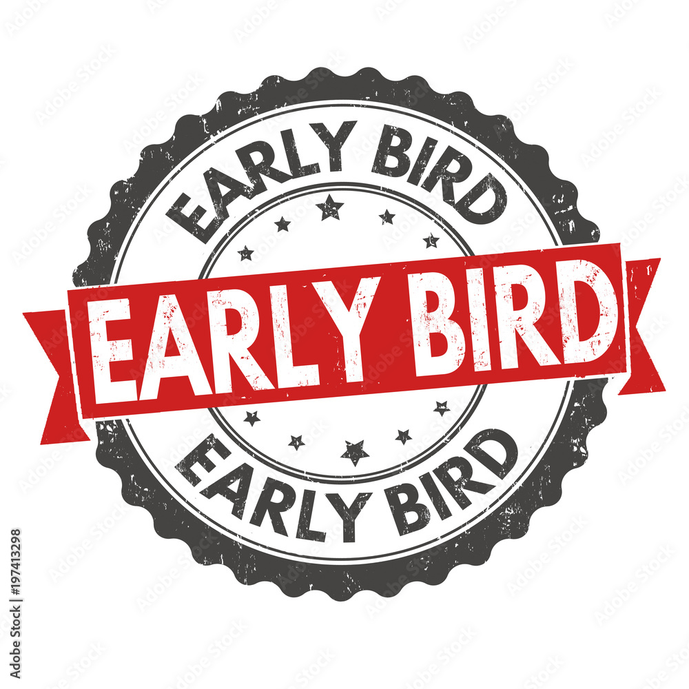 Early bird grunge rubber stamp
