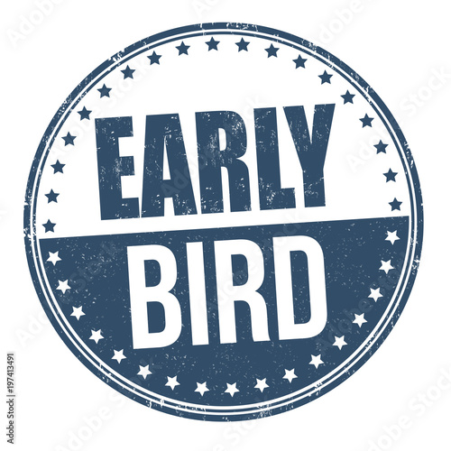 Early bird grunge rubber stamp