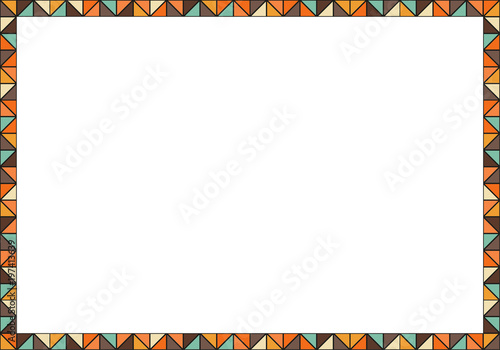 Geometric colorful frame made of multicolored triangles retro stylized