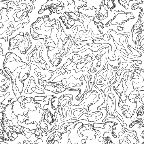 Vector seamless pattern with abstract contour topographic map. Topography, geodesy line texture. Outline landscape background