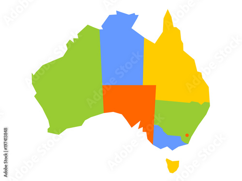 Colorful blank map of Australia. Vector illustration.