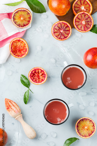 Fresh red blood orange juice on a table
