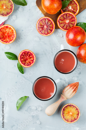 Fresh red blood orange juice on a table