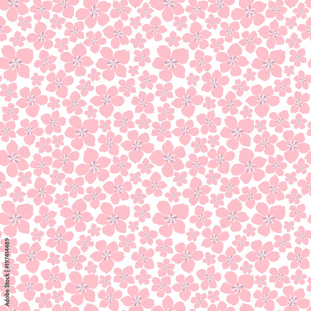 Seamless pattern with sakura blossom. Vector Illustration.