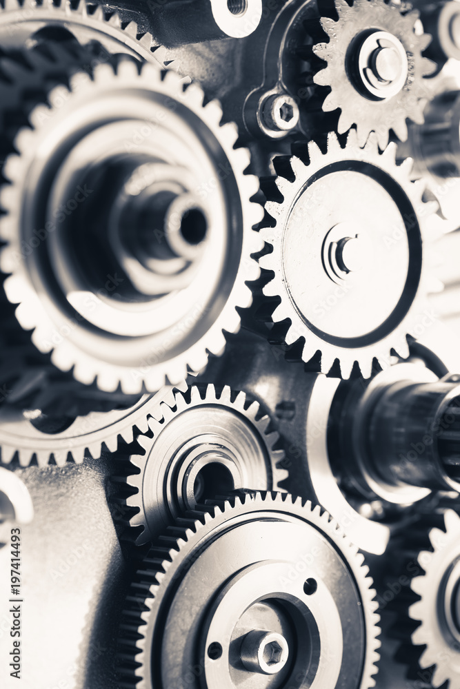 industrial gear wheels, close-up view industrial gear wheels, close-up view