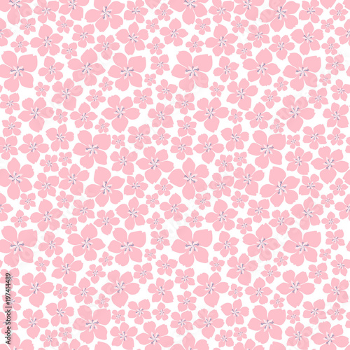 Seamless pattern with sakura blossom. Vector Illustration.