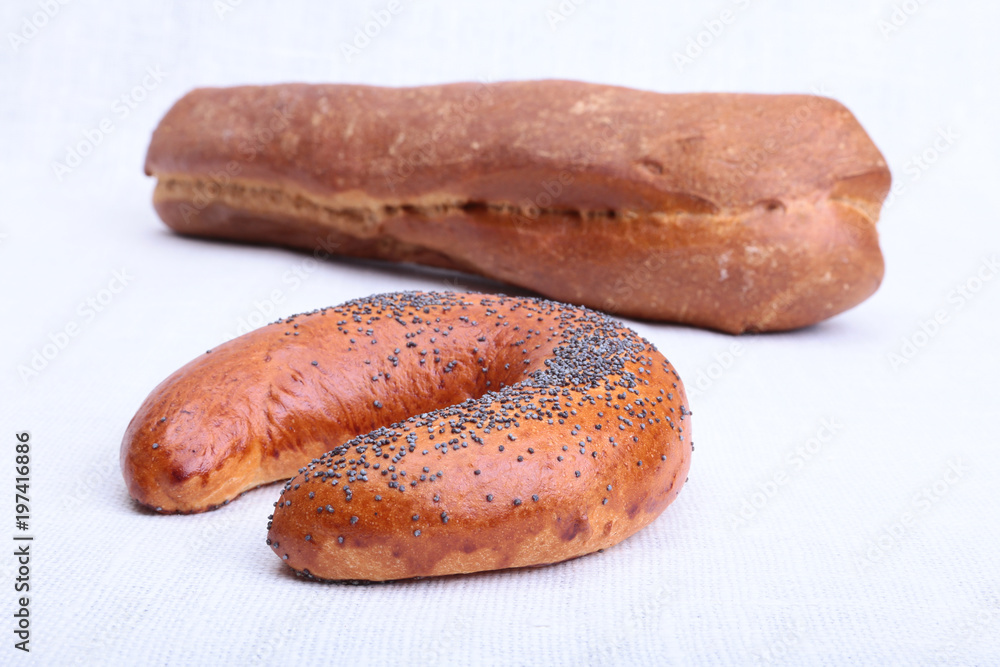 Composition with assorted bread and pastry. Selective focus.