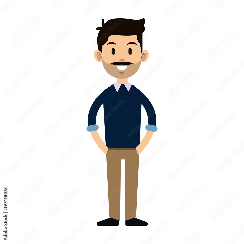 Young and fashion man cartoon vector illustration graphic design