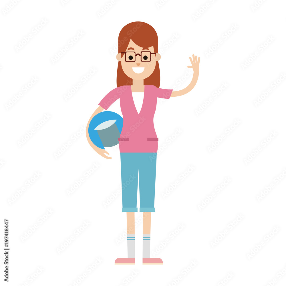 Woman with sport ball vector illustration graphic design